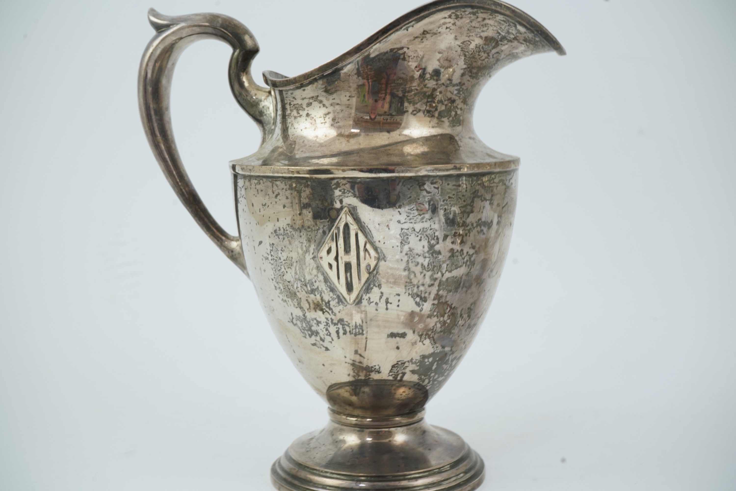 An early 20th century North American sterling silver large jug by Schofield & Co